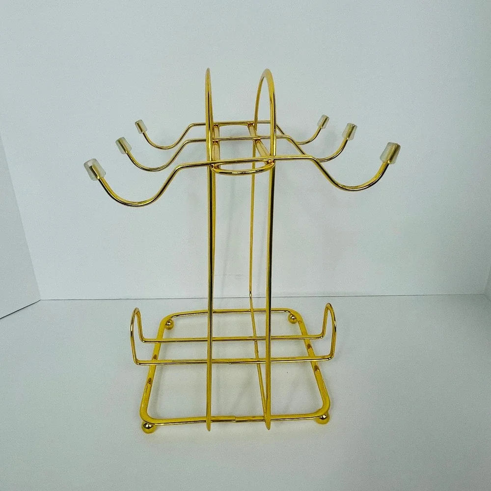 Unbranded Mug Tree Countertop 6 Hook Gold Metal Modern Kitchen Stand Excellent